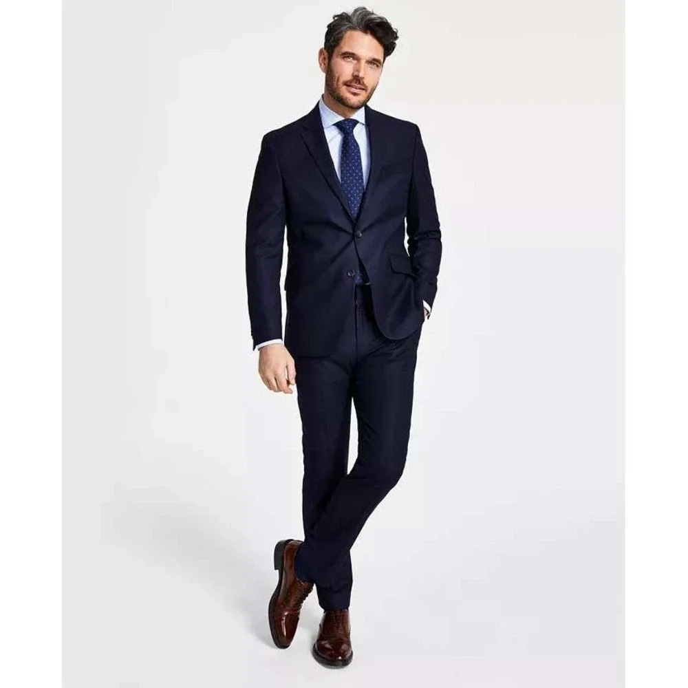 Kenneth Cole Reaction 2 Piece Suit Mens 40L Navy Blue Pants 34x32‎ Polished NWT